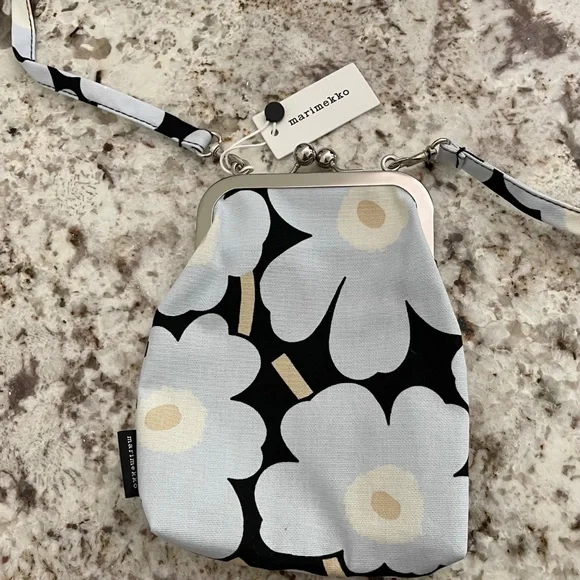 Marimekko Ainikki Mini Unikko Light Blue/Black Purse ~ Shoulder/Crossbody - Picture 6 of 6